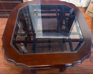 NFF067 - Small Wooden Table With Glass Panel