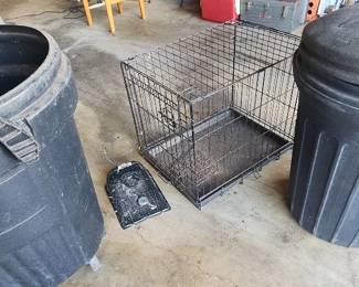 NFF110 - Plastic Garbage Cans And A Wire Kennel