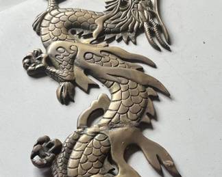 NFF143- Beautiful Vintage Brass Dragons/ Wall Art 
