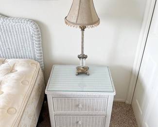 Wicker Nightstand w/protective glass top