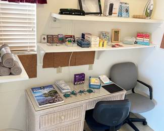 Wicker Desk, Office Chairs, Cards/Card Games