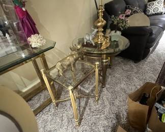 Brass glass table set