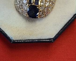 14K ring with Diamonds and Sapphire.