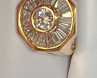 Custom made 14K and Diamonds ring. Center stone is. 76ct / F color. 