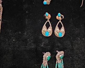 Three of the numerous SIGNED Turquoise pieces in this sale. 
