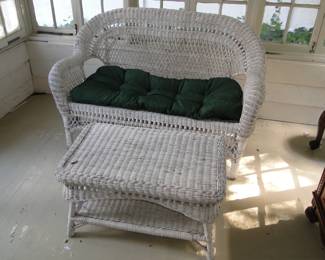 Wicker Loveseat and Table