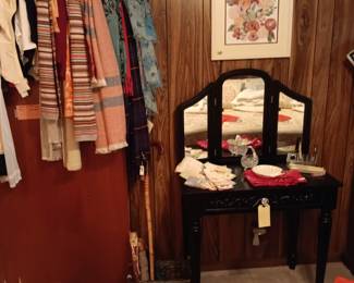 scarves, small vanity table