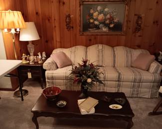 Havertys sofa and MCM tables and wall decor