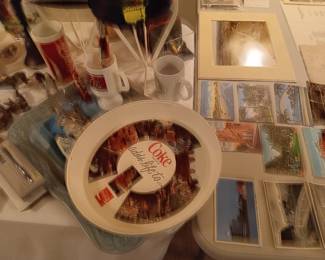 round plastic coke tray, cross pen, Masters coffee mug and more