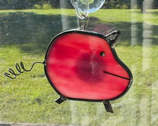 Stained glass pig by Vicki Austin
