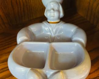 Childs dish - Vintage 1950s little boy blue heated food dish 