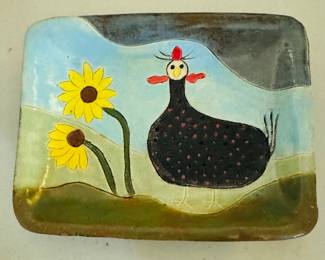 Handmade chicken plate signed