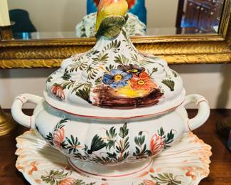 Hand Painted Soup Tureen Underplate vintage