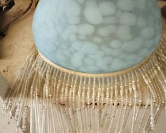 Blue marbled, glass lampshade