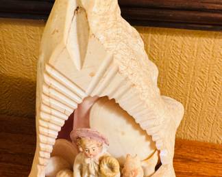 Vintage Victorian carved shell art