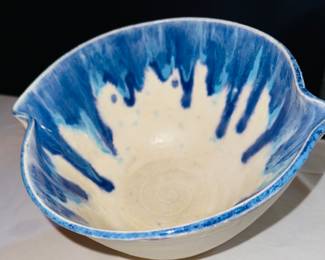 Handmade batter bowl with two spouts by Mary Jean Jessup