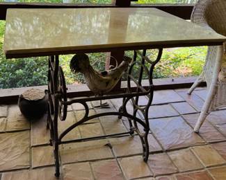 Wrought iron sewing machine leg table