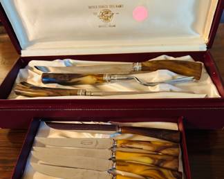 Vintage Sheffield carving and Steak knife set