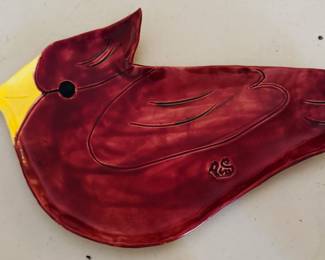 Handmade cardinal dish