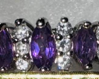 Sterling 925 Tourmaline & Spinel Ring Purple & White