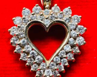 1.2 carat diamond heart pendant 14 karat gold