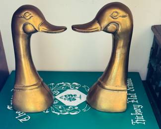 Brass duck book ends