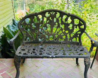 Wrought iron patio bench