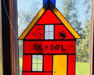 Stain glass schoolhouse by Vicki Austin