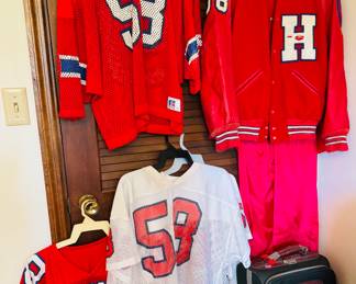 Vintage red Devils jerseys and football jacket