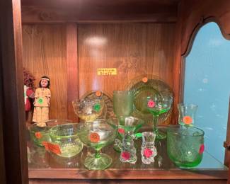 Uranium Glass (Vaseline glass). Glows green under laser or black light.