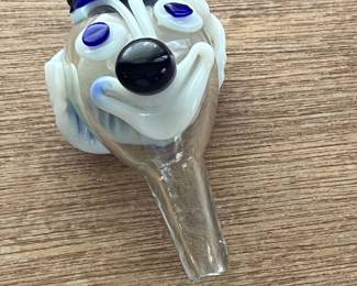 Vintage Murano Art Glass Clown Head Decanter Stopper from Italy.  4”.