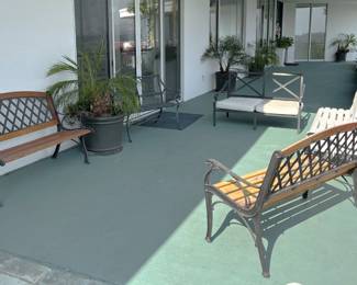 Do you like the park bench look? There are two matching benches, plus...