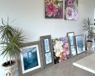 I said we'd come back to the dining room and all that framed artwork. This gives you a better picture of the pieces.