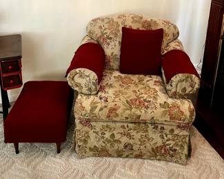 Floral chair and footstool