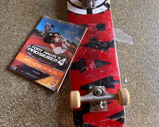 ELEMENT VINTAGE SKATEBOARD, SIGNED TONY HAWK MAG