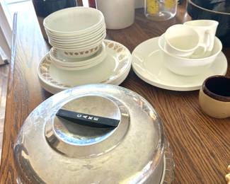 vintage cake plate with metal dome