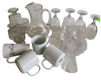 Glass Water Pitcher Goblets Glasses Coffee Mugs Rumchata