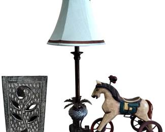 Ornate Table Lamp Pier One Candle Holder Wooden Horse