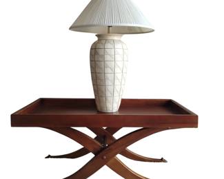 Solid Wood Tray Table Coffee Folding Look Ceramic Table Lamp Geometric