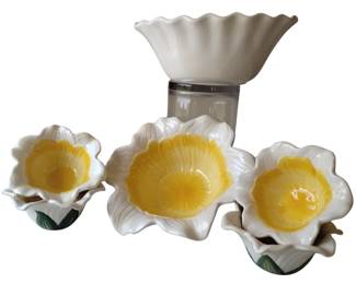 Pier 1 Daffodils Bowl Set Berry Chip Snack Ceramic