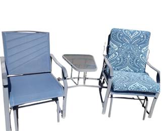 Outdoor Double Glider Built in Table Patio Furniture