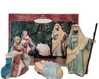 1998 Hallmark Holy Family Porcelain Ornaments & Enamel Bell