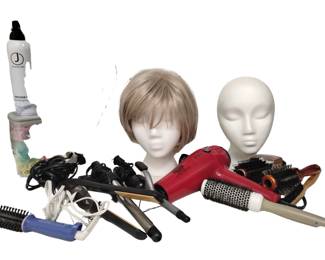  Hair Tools Wig Stand Paula Young Blond Grey Wig Curlers