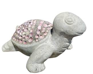 Fantastic 16" Turtle Statue Shells Inlaid Concrete Garden Decor