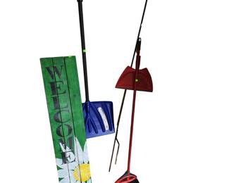 Porch Welcome Sign Shepherds Hook Shovel Broom