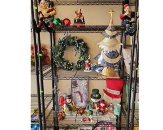 Christmas Decor Elves Red Blue Metal Tree Snowman