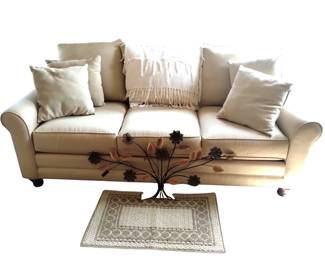 Basset Furniture Sofa Couch Wooden Legs Cream Color