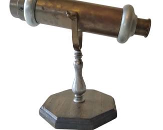 Telescope Table Top Kaleidoscope Metal Brass Wood Base Dark Academia