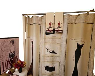 High Fashion Paris London Bathroom Decor Shower Curtain Wall Art