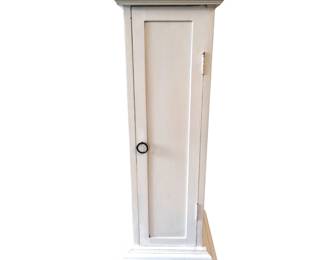 32" Tall Narrow White Storage Cabinet Plant Stand Pedestal